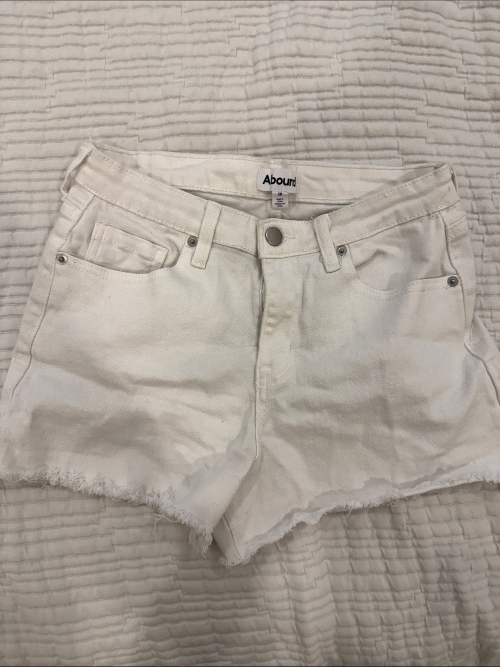 Abound White Frayed Hem Denim Shorts